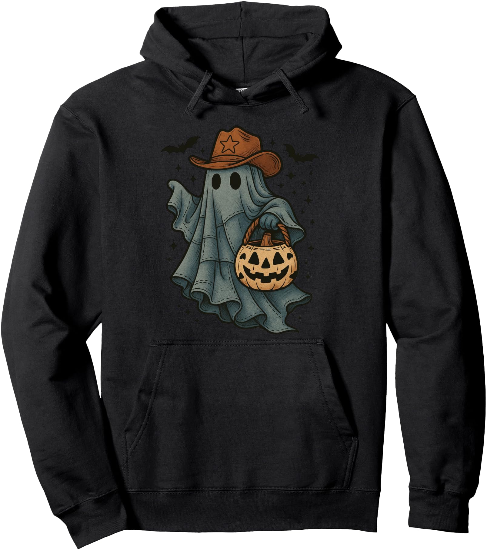 Handcrafted Cowboy Ghost Halloween Hoodie - Aesthetic Graphic for Adults - T-Shirt, Sweatshirt, Hoodie