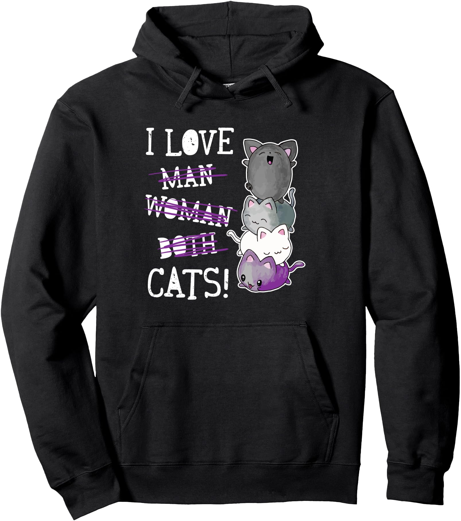 Handcrafted Asexual Pride Flag Kawaii Hoodie - Trendy Graphic for Adults - T-Shirt, Sweatshirt, Hoodie