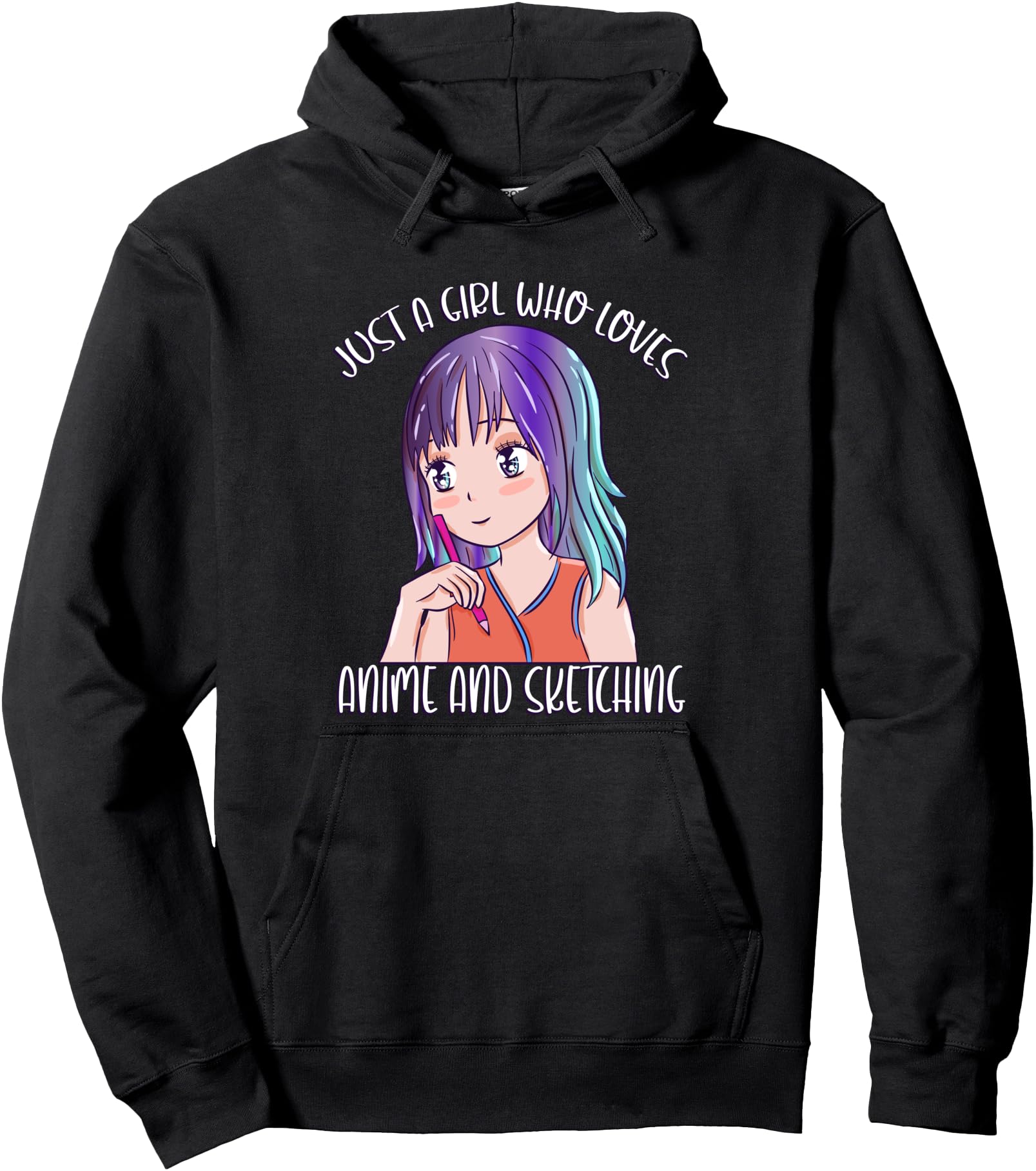 Exclusive Sketch Drawing Anime Just Hoodie - Minimalist Print Men Women - T-Shirt, Sweatshirt, Hoodie