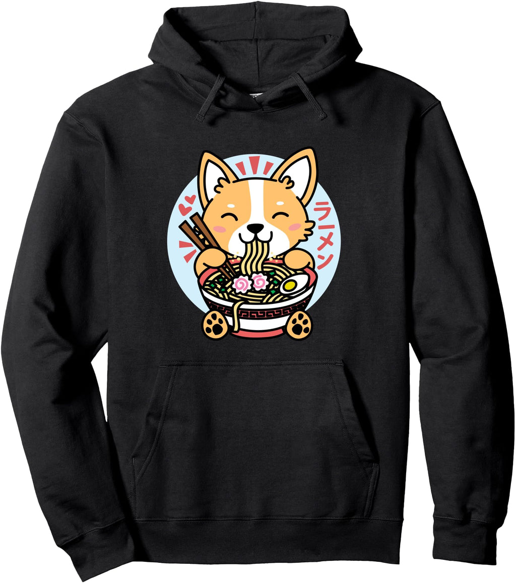 Authentic Kawaii Ramen Anime Dog Hoodie - Aesthetic Graphic Men Women - T-Shirt, Sweatshirt, Hoodie