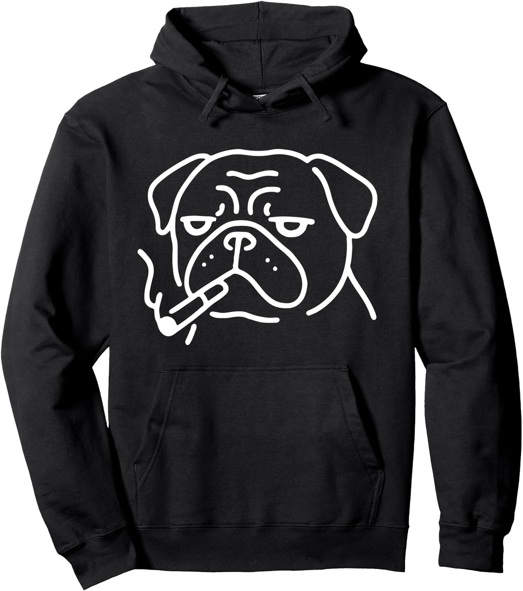 Original Casual Pug Cigarette Dog Fans Hoodie - Minimalist Print Unisex - T-Shirt, Sweatshirt, Hoodie