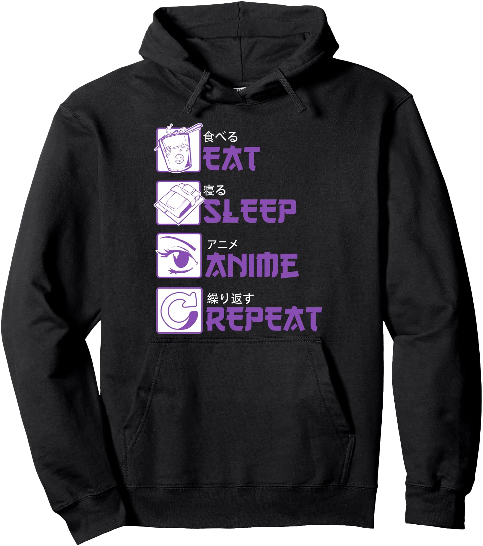 Handcrafted Eat Sleep Anime Repeat Hoodie - Trendy Graphic for Adults - T-Shirt, Sweatshirt, Hoodie