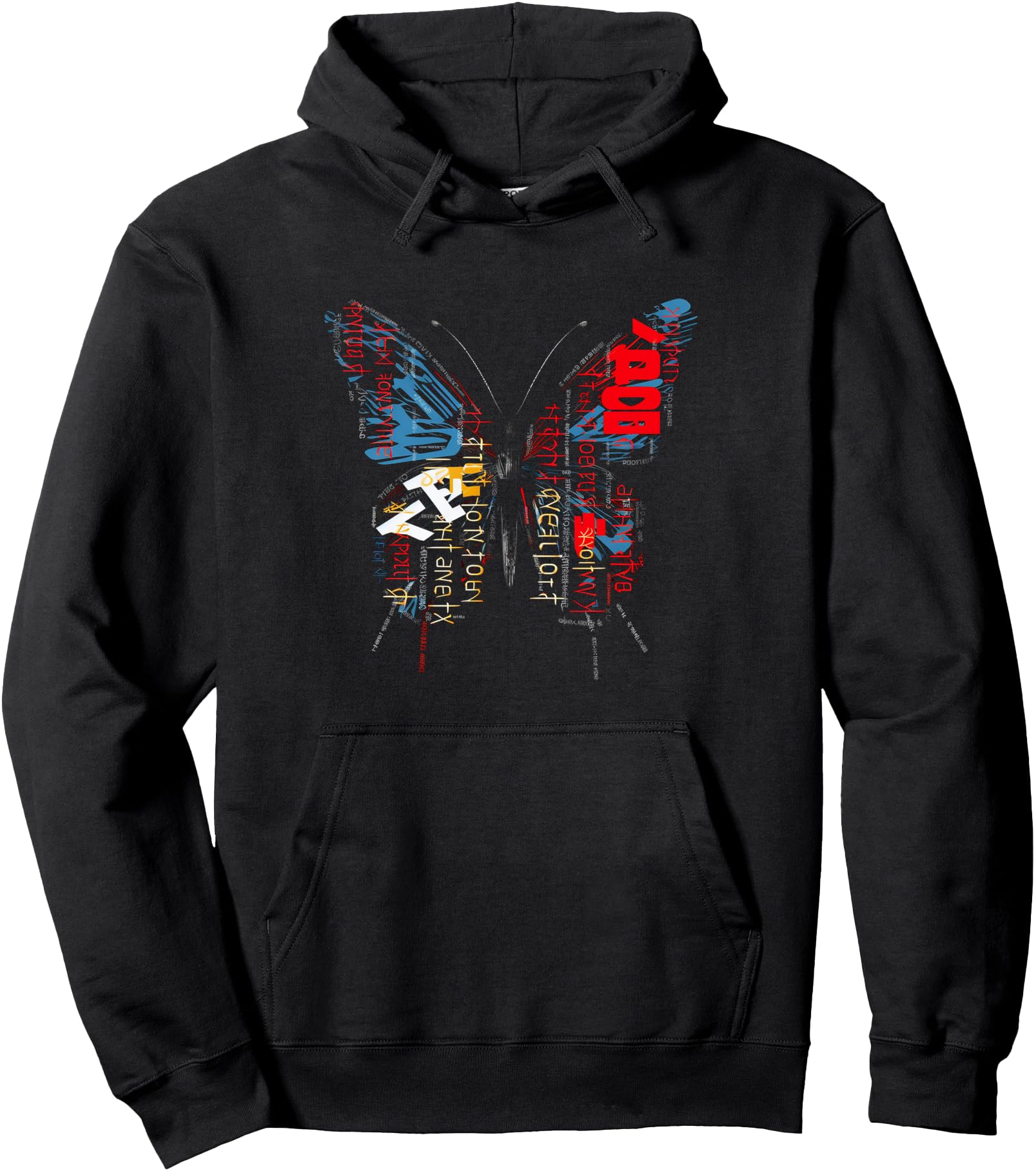 Handcrafted Butterfly Text Drawing Art Hoodie - Custom Art Print Unisex - T-Shirt, Sweatshirt, Hoodie