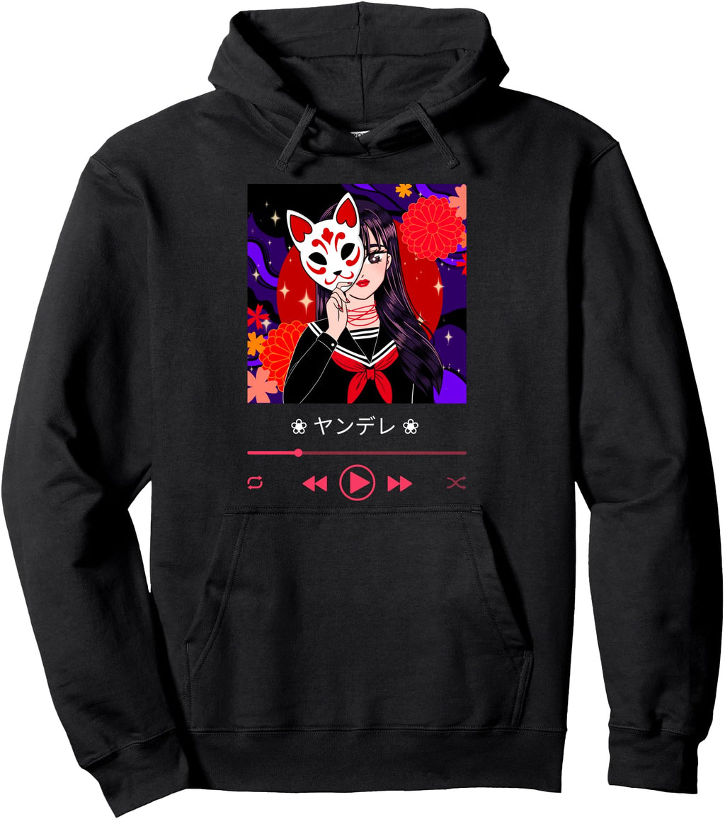 Yandere Japanese Kitsune Mask Sweatshirt - Casual Everyday Wear Unisex - T-Shirt, Sweatshirt, Hoodie