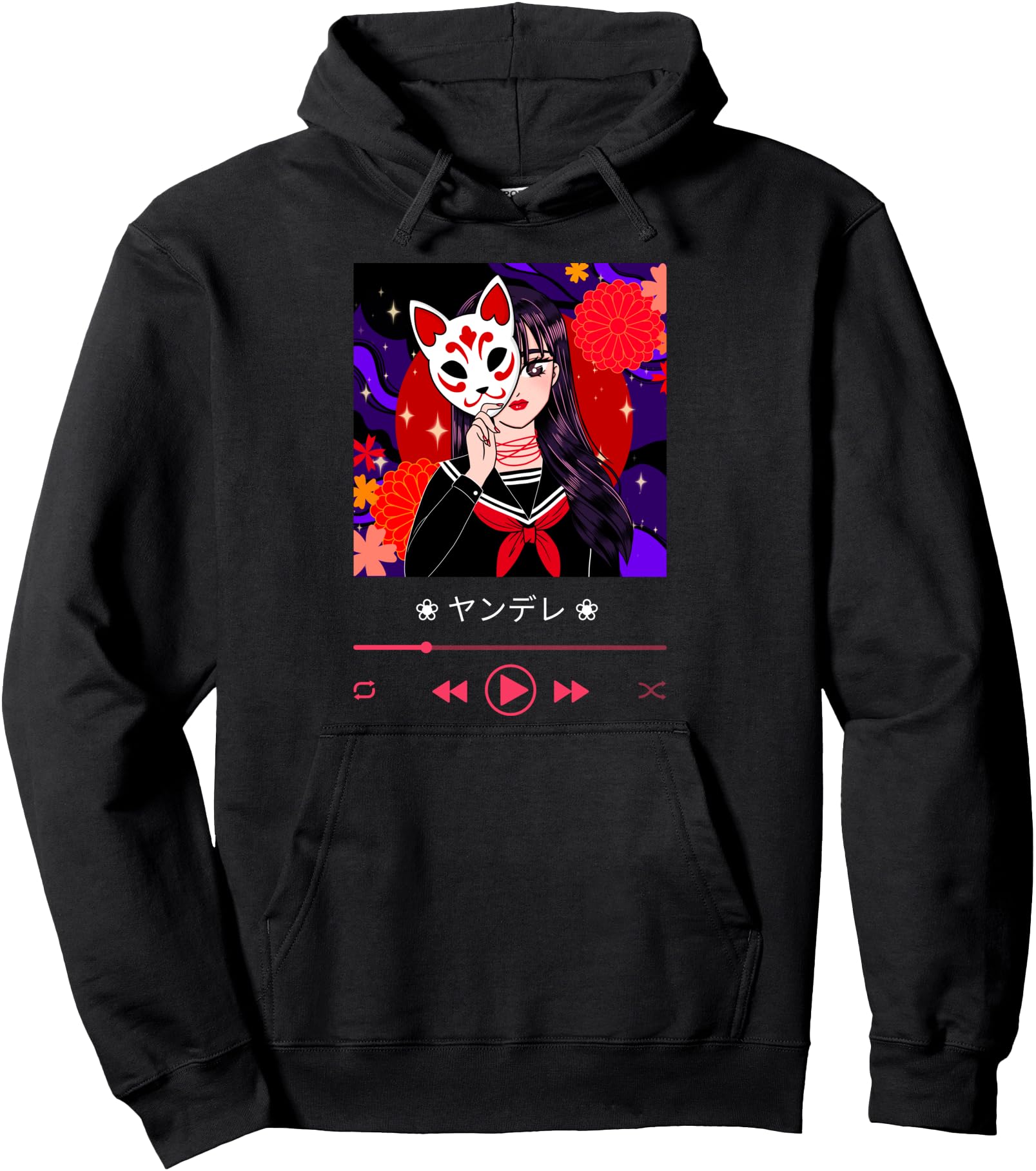 Yandere Japanese Kitsune Mask Sweatshirt - Casual Everyday Wear Unisex - T-Shirt, Sweatshirt, Hoodie