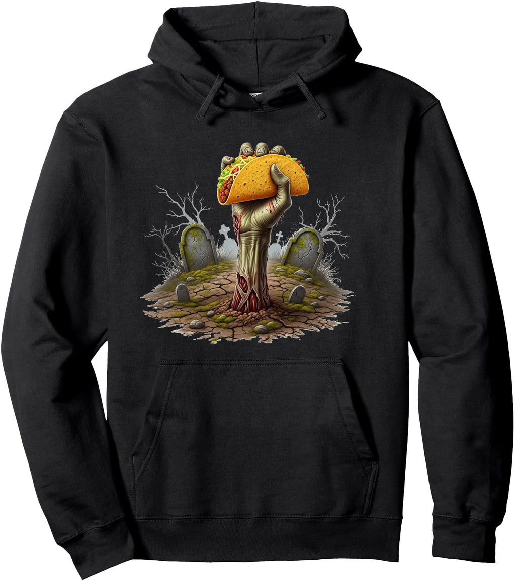 Zombies Hand Holding Taco T-Shirt - Graphic Print Unisex - T-Shirt, Sweatshirt, Hoodie