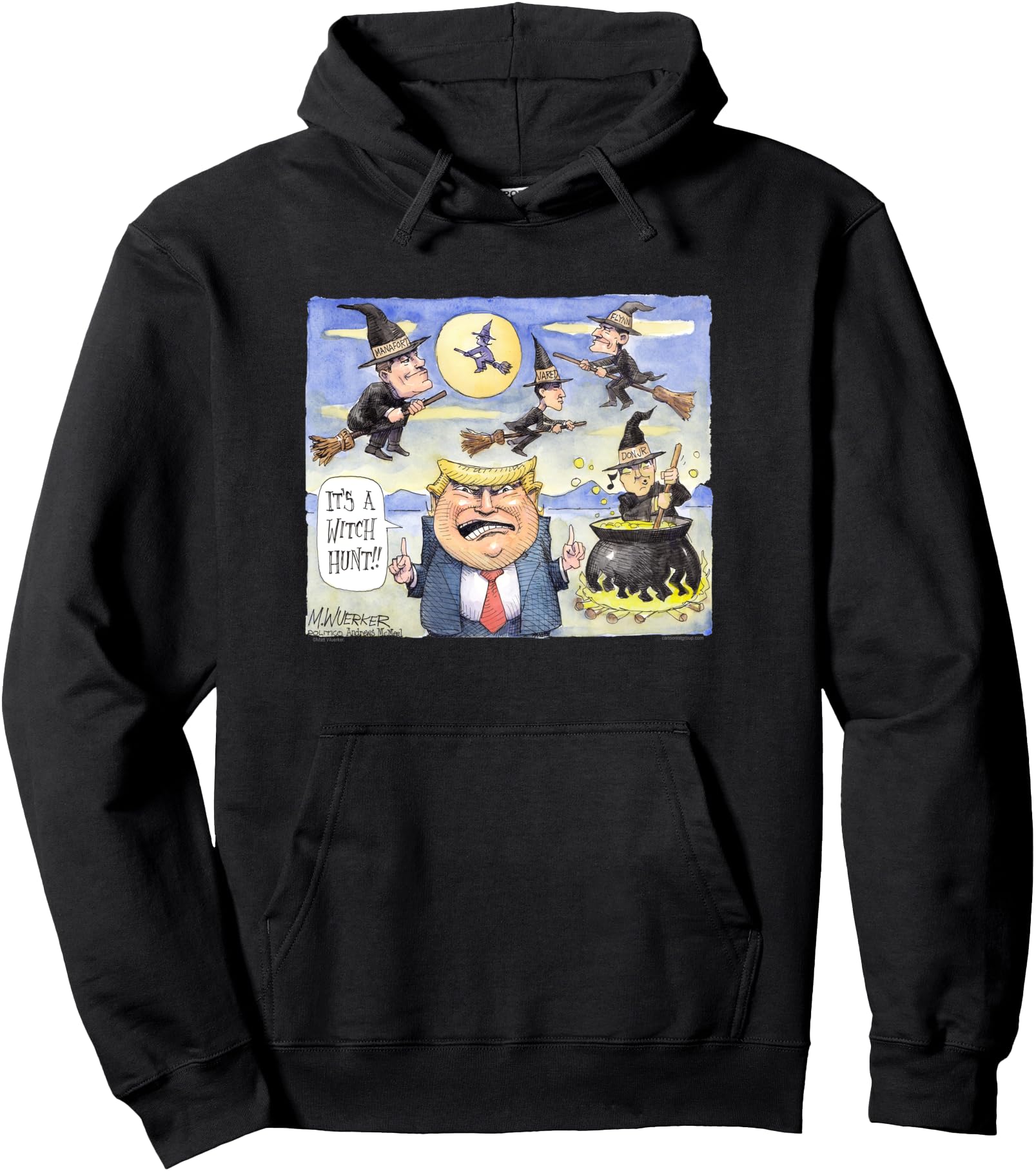 Matt Wuerker Trump Witch Hunt Rare Hoodie - Minimalist Print Unisex - T-Shirt, Sweatshirt, Hoodie