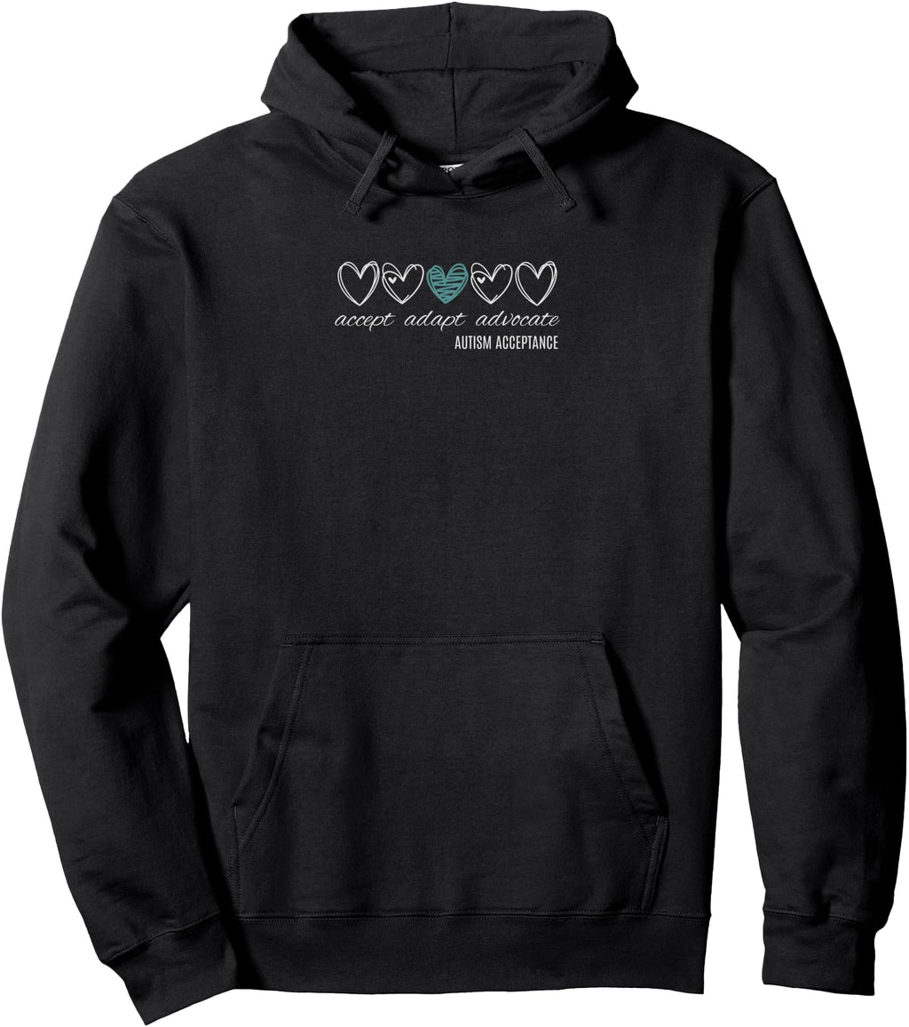 Accept Adapt Advocate Love Hearts Rare Hoodie - Novelty Apparel Unisex - T-Shirt, Sweatshirt, Hoodie
