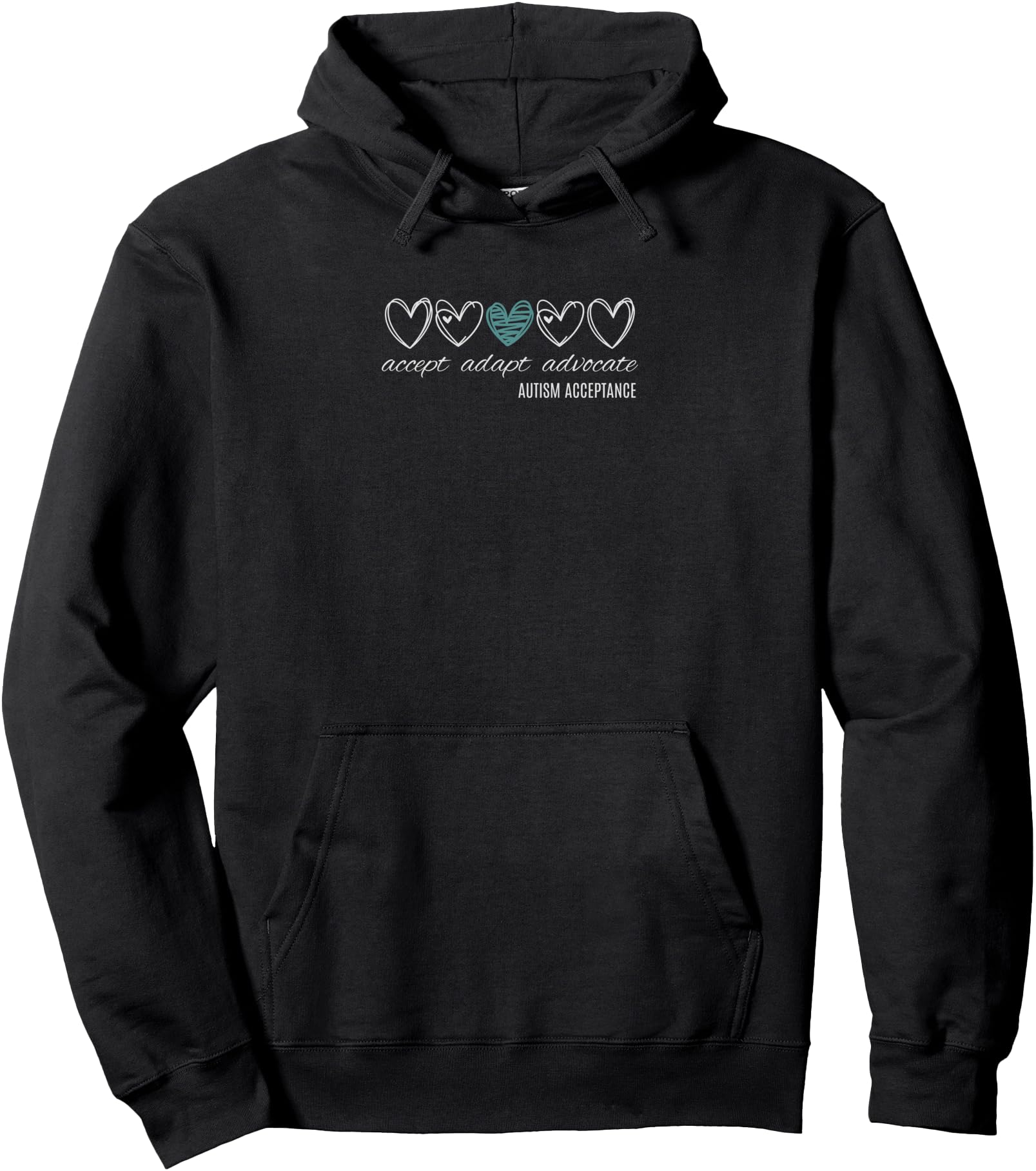Accept Adapt Advocate Love Hearts Rare Hoodie - Novelty Apparel Unisex - T-Shirt, Sweatshirt, Hoodie