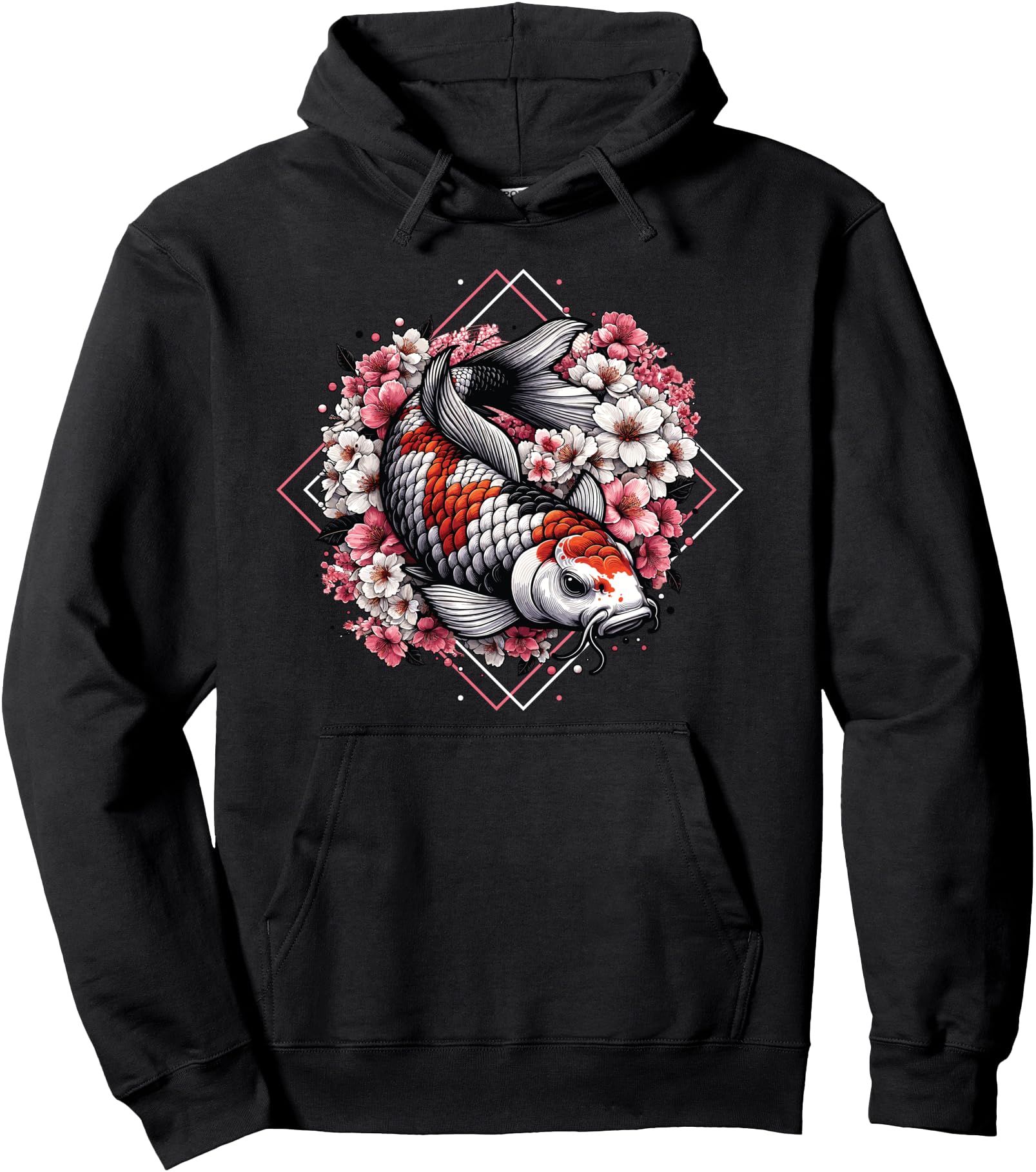 Koi Fish Japanese Cherry Blossoms Hoodie - Fun Novelty Design for Adults - T-Shirt, Sweatshirt, Hoodie