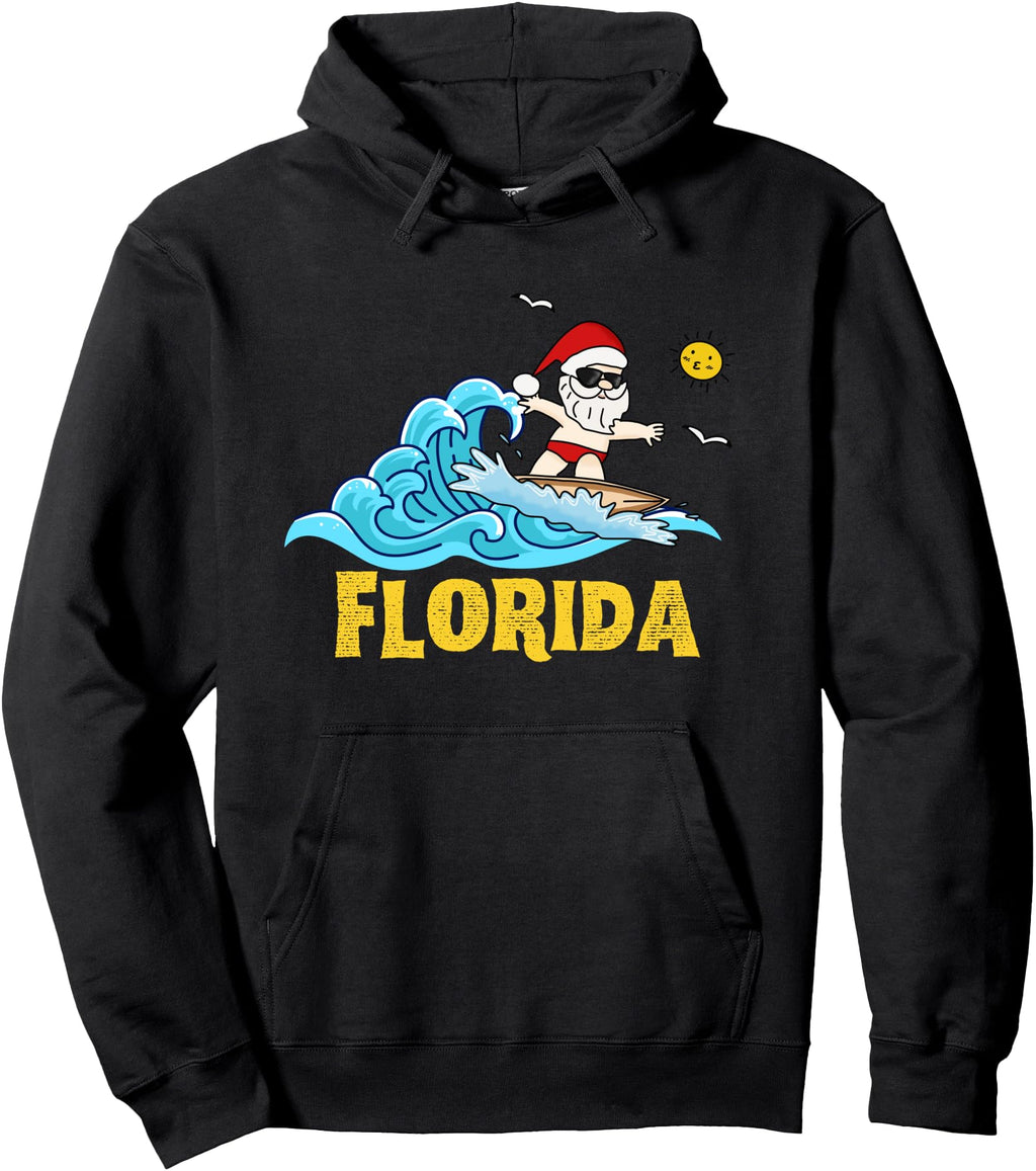 Florida Surfer Santa Tropical Holiday Sweatshirt - Novelty Apparel Unisex - T-Shirt, Sweatshirt, Hoodie
