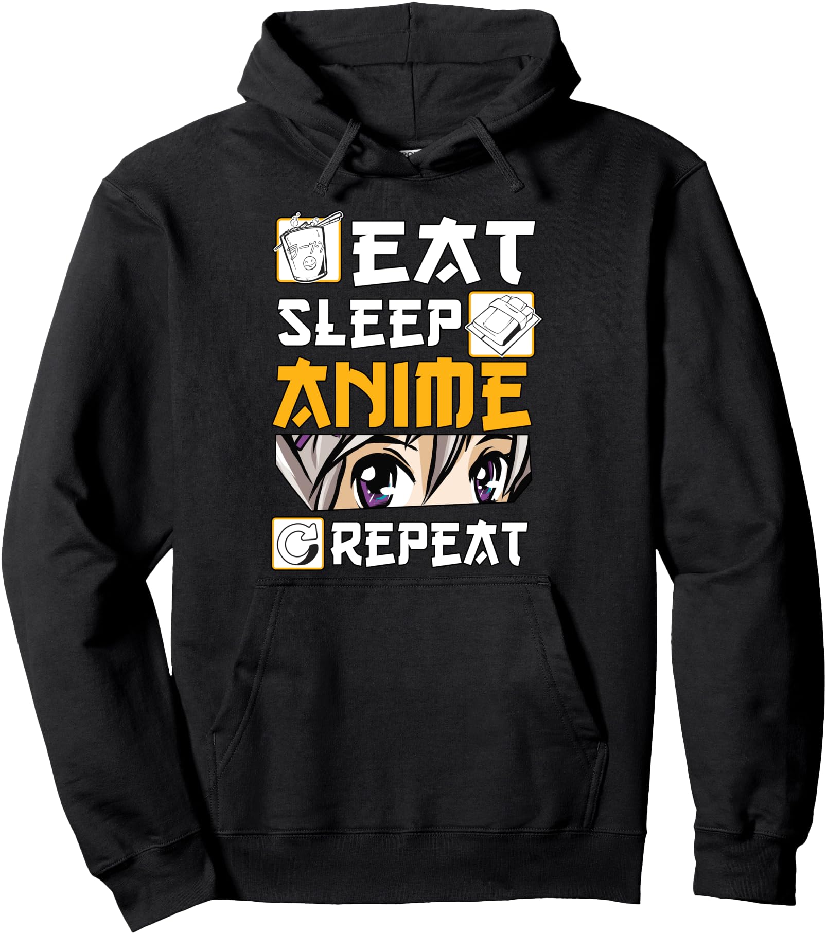 Original Eat Sleep Anime Repeat Anime Hoodie - Minimalist Print Unisex - T-Shirt, Sweatshirt, Hoodie