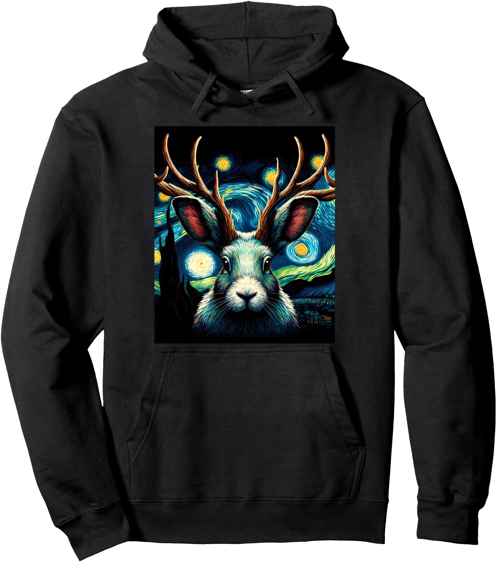 Jackalope Under Starry Night Sky Art T-Shirt - Streetwear Style for Adults - T-Shirt, Sweatshirt, Hoodie