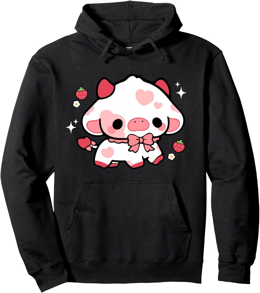 Handcrafted Kawaii Cow Strawberry T-Shirt - Aesthetic Graphic Men Women - T-Shirt, Sweatshirt, Hoodie