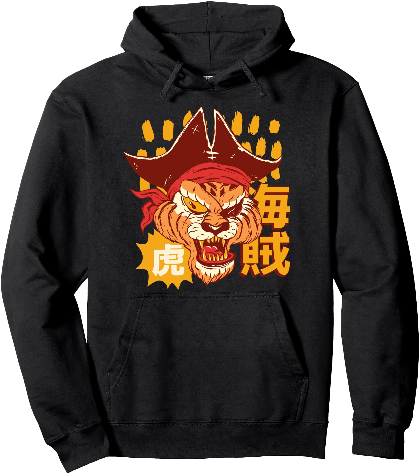 Handcrafted Pirate Tiger Patch Eye Hoodie - Custom Art Print for Adults - T-Shirt, Sweatshirt, Hoodie