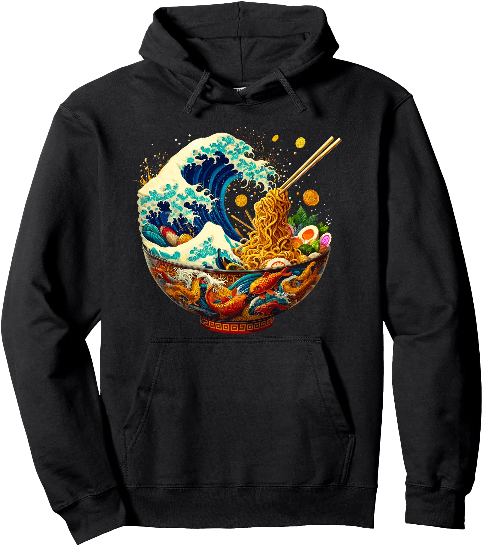 Japanese Kanagawa Wave Ramen Anime Hoodie - Novelty Apparel Men Women - T-Shirt, Sweatshirt, Hoodie