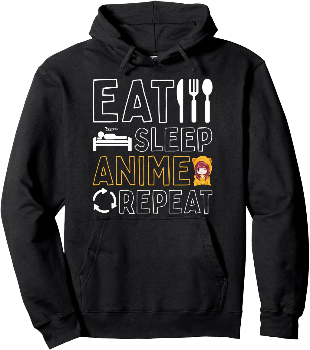 Exclusive Eat Sleep Anime Repeat T-Shirt - Minimalist Print for Adults - T-Shirt, Sweatshirt, Hoodie