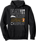 Exclusive Eat Sleep Anime Repeat T-Shirt - Minimalist Print for Adults - T-Shirt, Sweatshirt, Hoodie