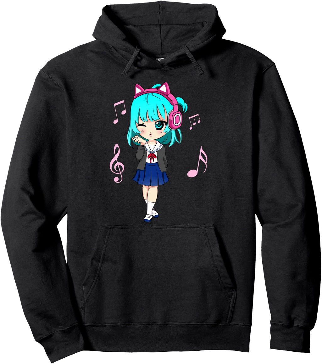 Anime And Music Teen Chibi Sweatshirt - Casual Everyday Wear Men Women - T-Shirt, Sweatshirt, Hoodie