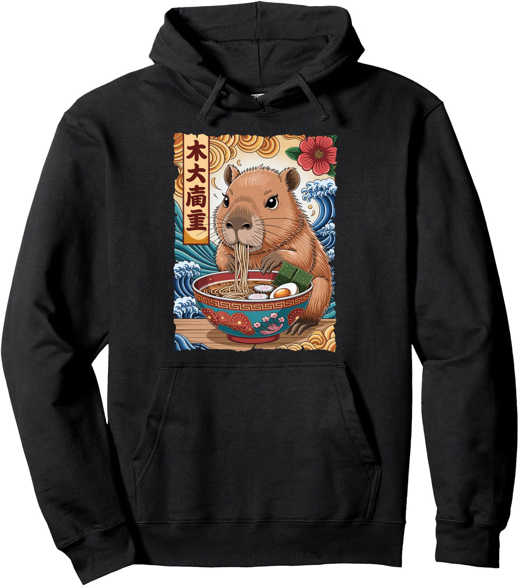Authentic Capybara Eating Ramen Noodles T-Shirt - Novelty Apparel Unisex - T-Shirt, Sweatshirt, Hoodie