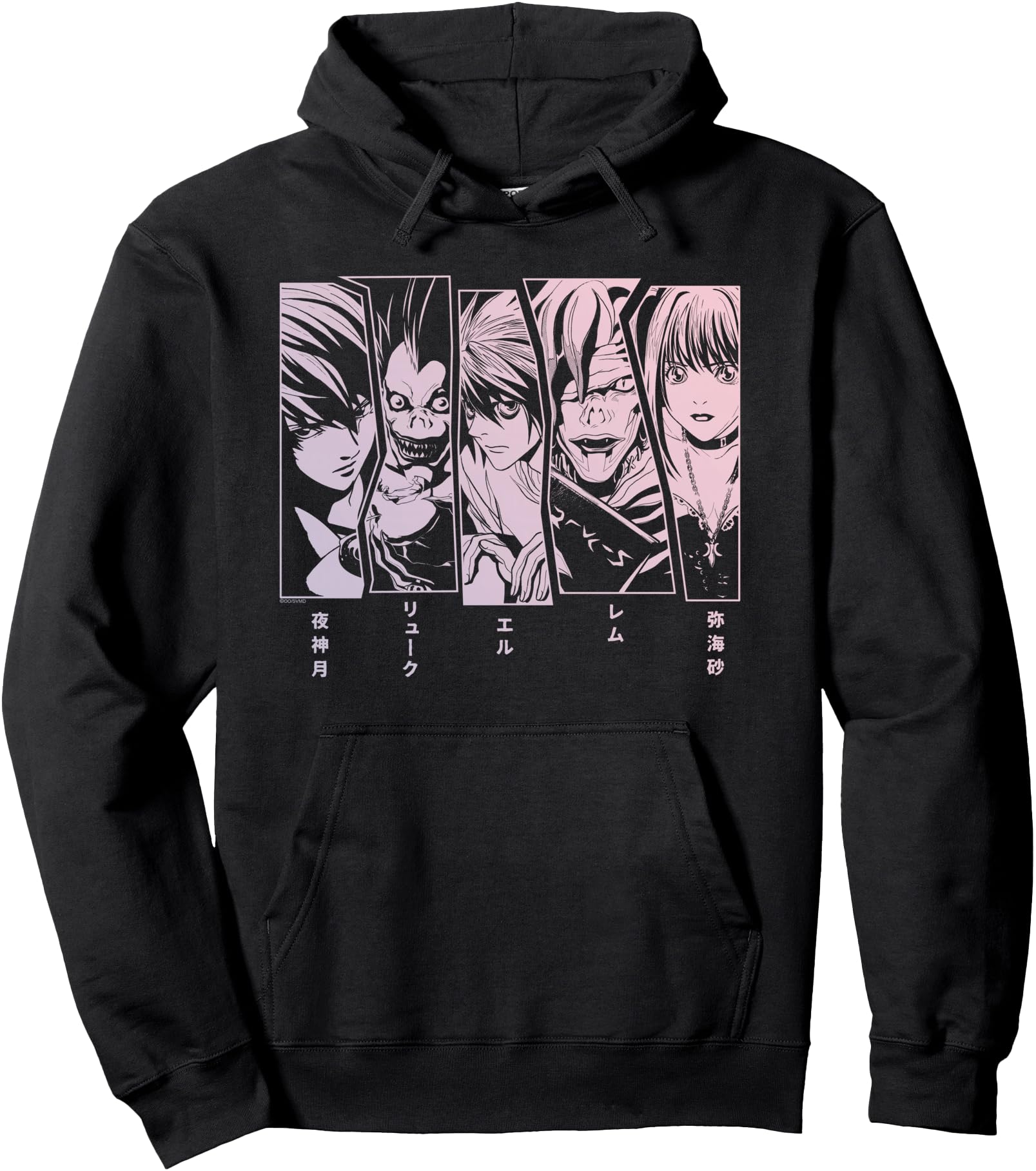 Original Death Note 5 Panel Faces Hoodie - Aesthetic Graphic Men Women - T-Shirt, Sweatshirt, Hoodie
