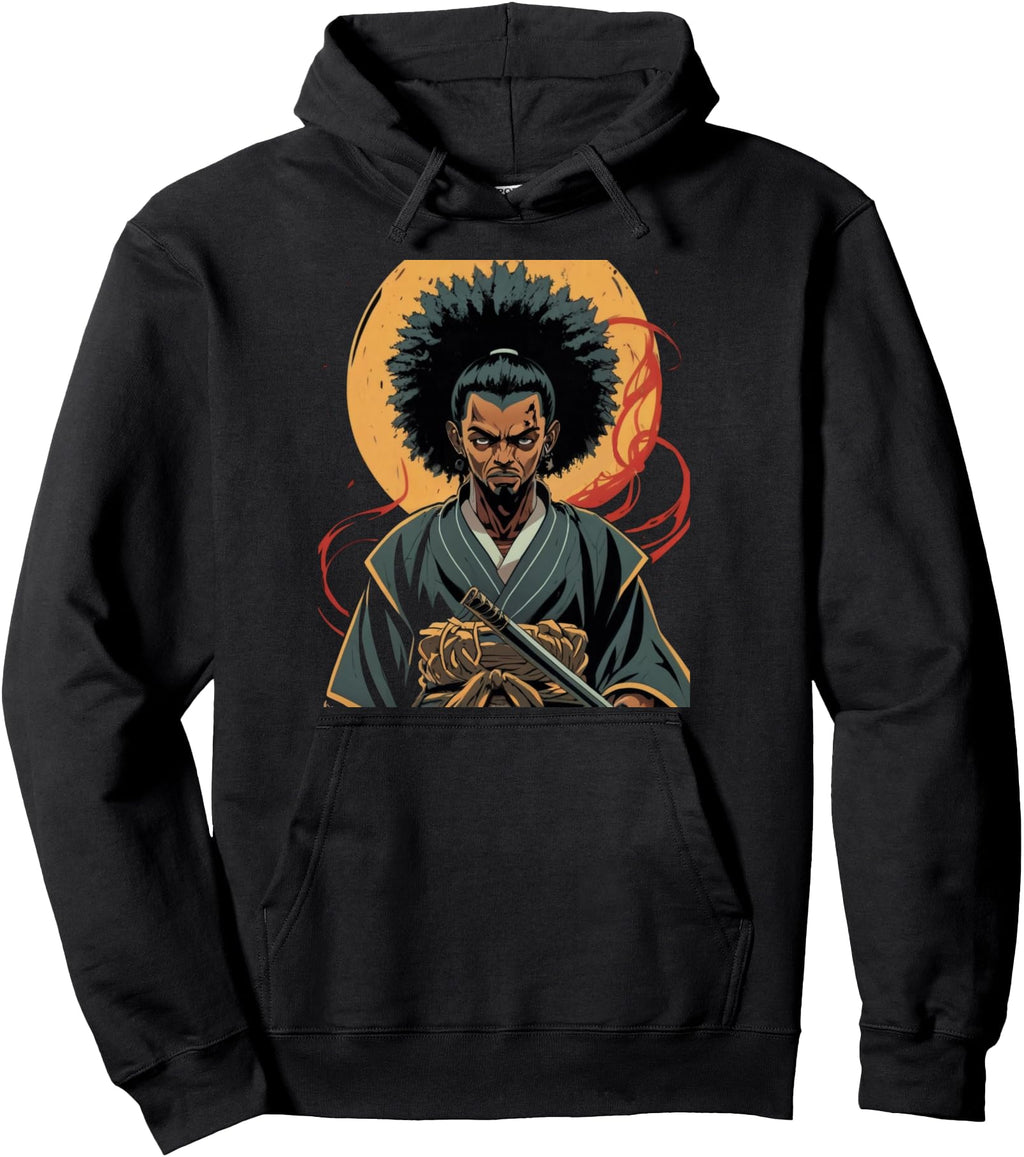 Handcrafted Afro American Samurai Sweatshirt - Casual Everyday Wear Unisex - T-Shirt, Sweatshirt, Hoodie