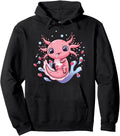 Kawaii Axolotl Strawberry Milk Shake Hoodie - Custom Art Print Unisex - T-Shirt, Sweatshirt, Hoodie