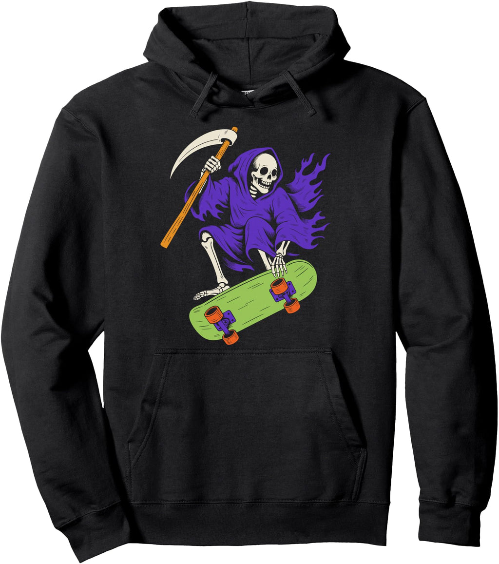 Grim Reaper Skateboarding Halloween Teen T-Shirt - Graphic Print Unisex - T-Shirt, Sweatshirt, Hoodie