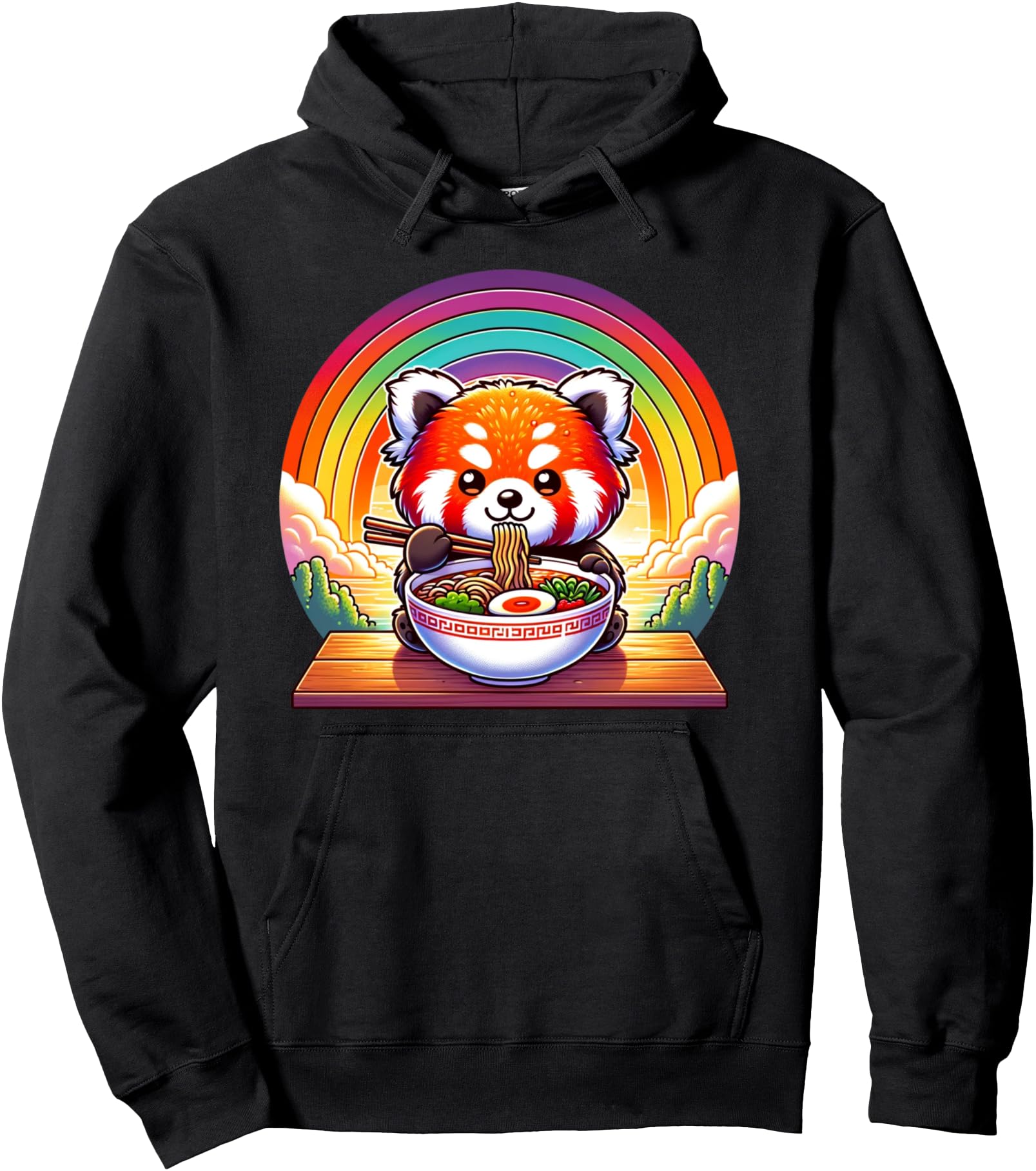 Kawaii Red Panda Eating Ramen Sweatshirt - Novelty Apparel for Adults - T-Shirt, Sweatshirt, Hoodie