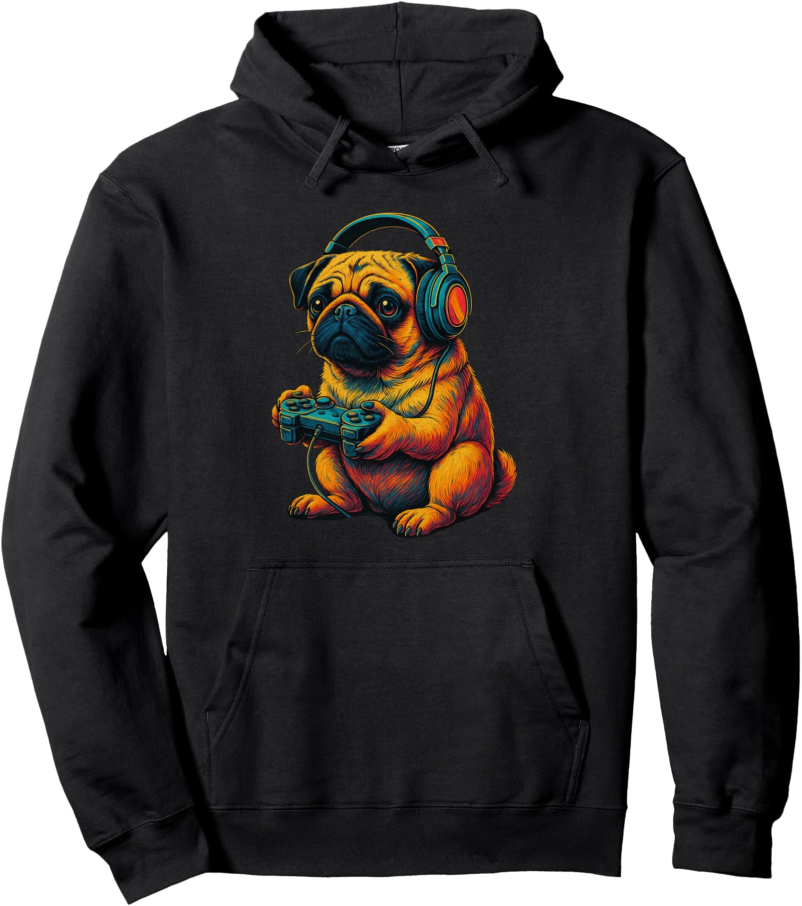 Exclusive Dog Pug Video Games Gamer Sweatshirt - Unique Graphic Unisex - T-Shirt, Sweatshirt, Hoodie