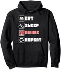 Handcrafted Eat Sleep Anime Repeat Hoodie - Aesthetic Graphic for Adults - T-Shirt, Sweatshirt, Hoodie