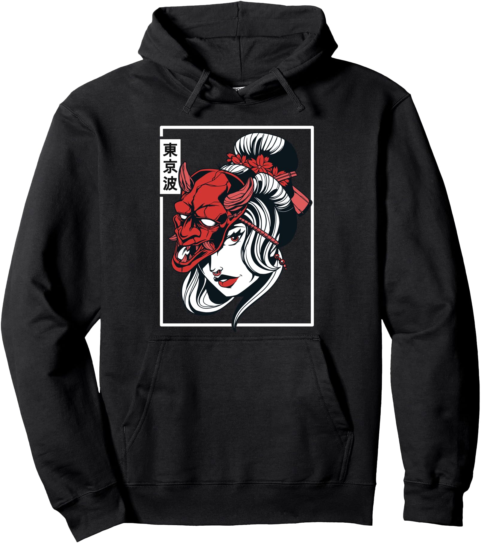 Original Japanese Demon Mask Oni Hoodie - Casual Everyday Wear Men Women - T-Shirt, Sweatshirt, Hoodie