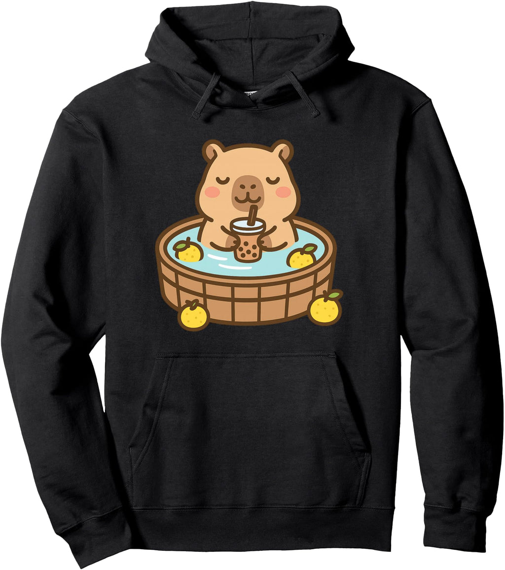 Exclusive Zen Capybara Drinking Boba Hoodie - Custom Art Print for Adults - T-Shirt, Sweatshirt, Hoodie