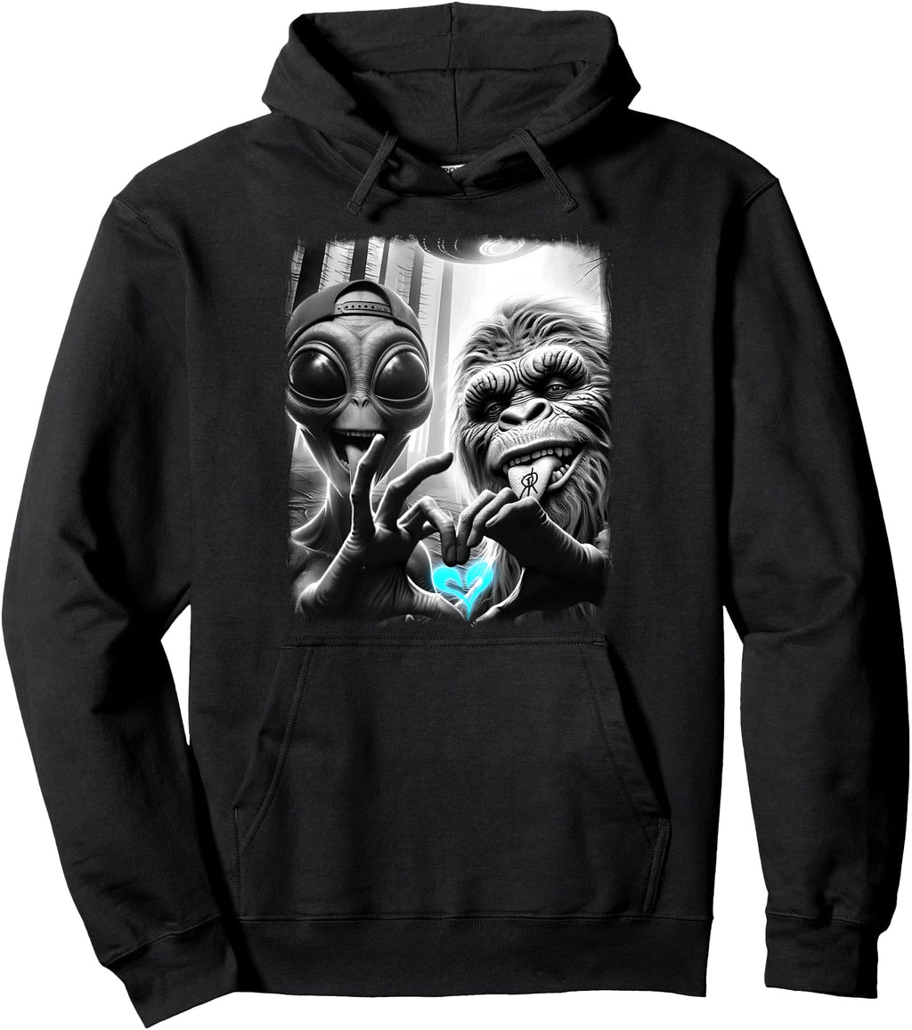 Exclusive Bigfoot Sasquatch Alien Hoodie - Casual Everyday Wear Men Women - T-Shirt, Sweatshirt, Hoodie
