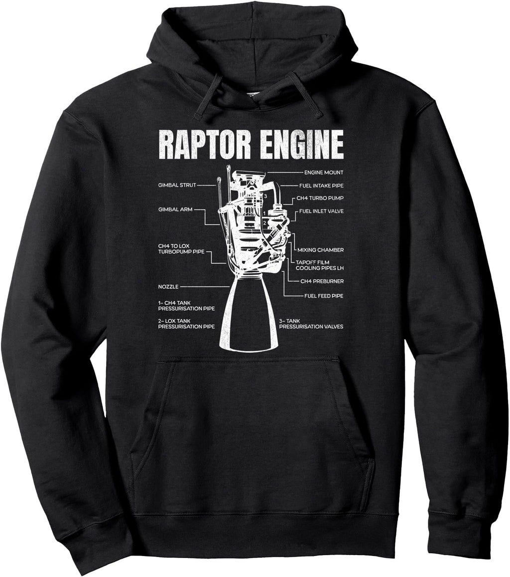 Handcrafted Starship Raptor Engine Sweatshirt - Minimalist Print Unisex - T-Shirt, Sweatshirt, Hoodie