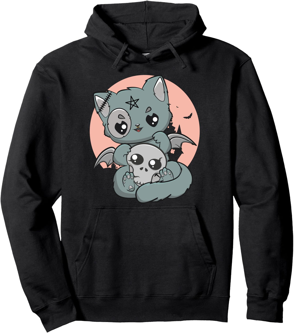 Kawaii Pastel Goth Creepy Witchy Cat Hoodie - Aesthetic Graphic for Adults - T-Shirt, Sweatshirt, Hoodie