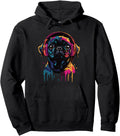 Black Pug Pop Art Wearing Headphones T-Shirt - Aesthetic Graphic Men Women - T-Shirt, Sweatshirt, Hoodie