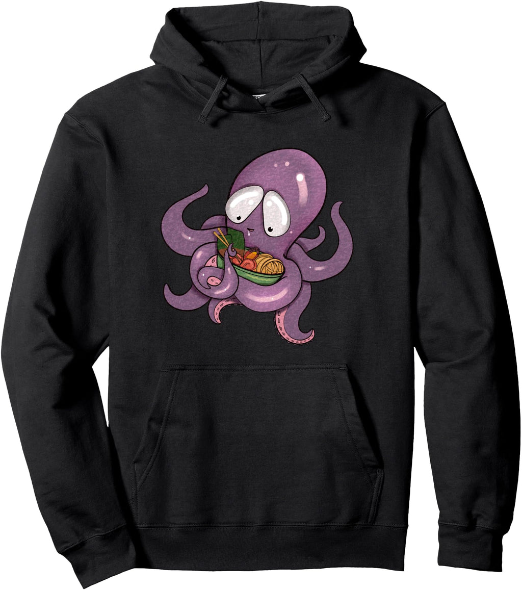 Ramen Octopus Kawaii Anime Kraken Hoodie - Graphic Print Unisex - T-Shirt, Sweatshirt, Hoodie