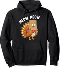Original Thanksgiving Turkey Cat Meow Fake Hoodie - Graphic Print Unisex - T-Shirt, Sweatshirt, Hoodie