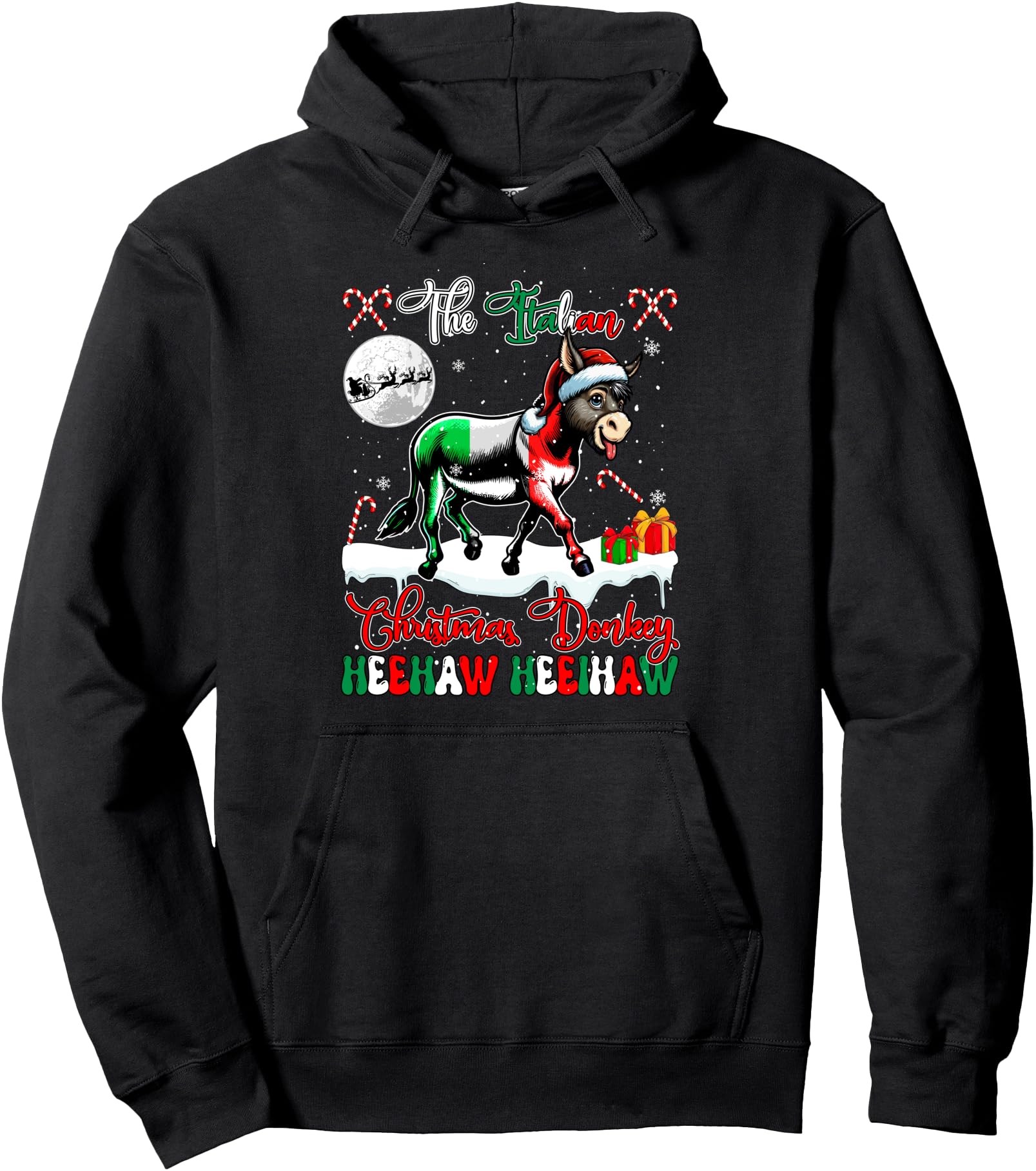 Italian Donkey Santa Donkey Proud Italian Hoodie - Graphic Print Men Women - T-Shirt, Sweatshirt, Hoodie