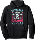 Gamers Eat Sleep Anime Gaming Repeat Children Hoodie - Graphic Print Unisex - T-Shirt, Sweatshirt, Hoodie