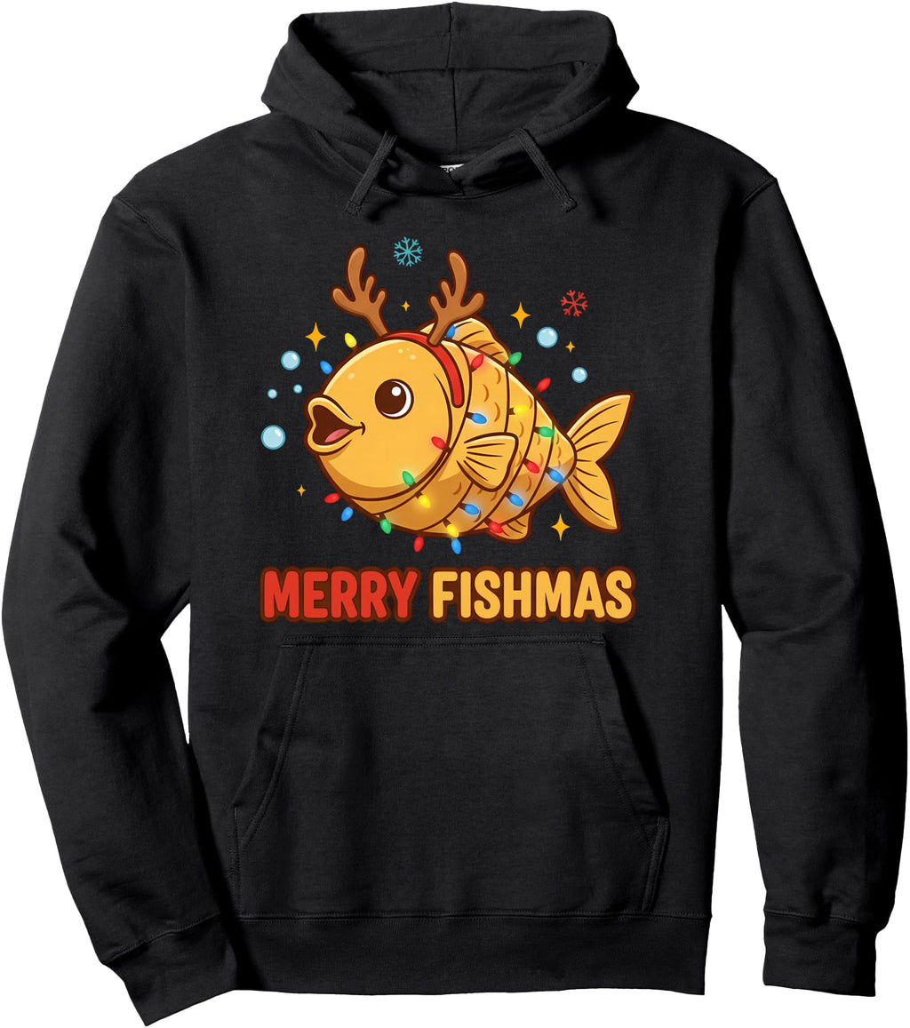 Authentic Merry Fishmas Fishing Fish Hoodie - Trendy Graphic Men Women - T-Shirt, Sweatshirt, Hoodie