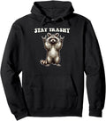 Authentic Stay Trashy Raccoon Rockin Hand Hoodie - Unique Graphic Unisex - T-Shirt, Sweatshirt, Hoodie