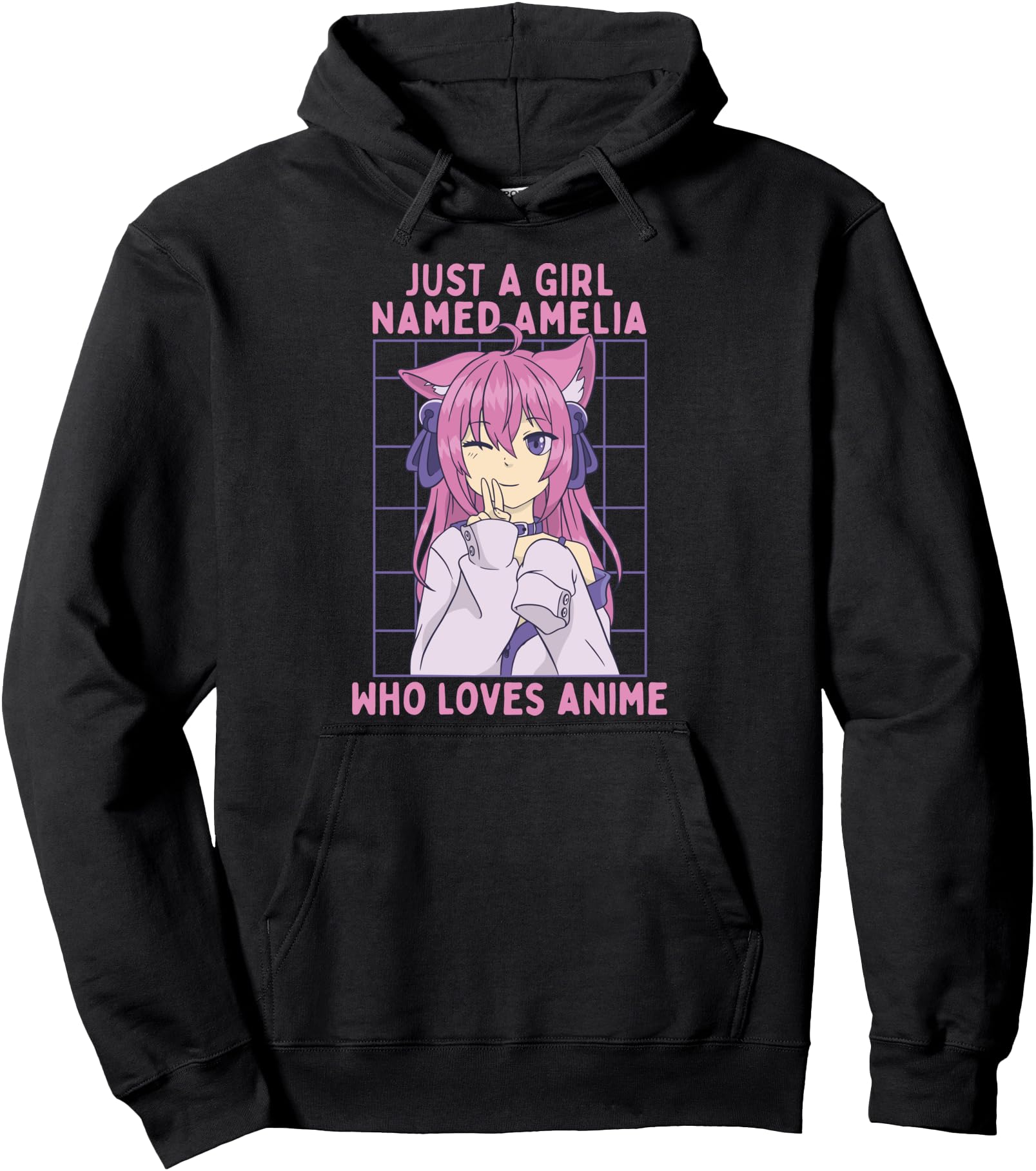 Original Just Named Amelia Who Loves Hoodie - Minimalist Print for Adults - T-Shirt, Sweatshirt, Hoodie