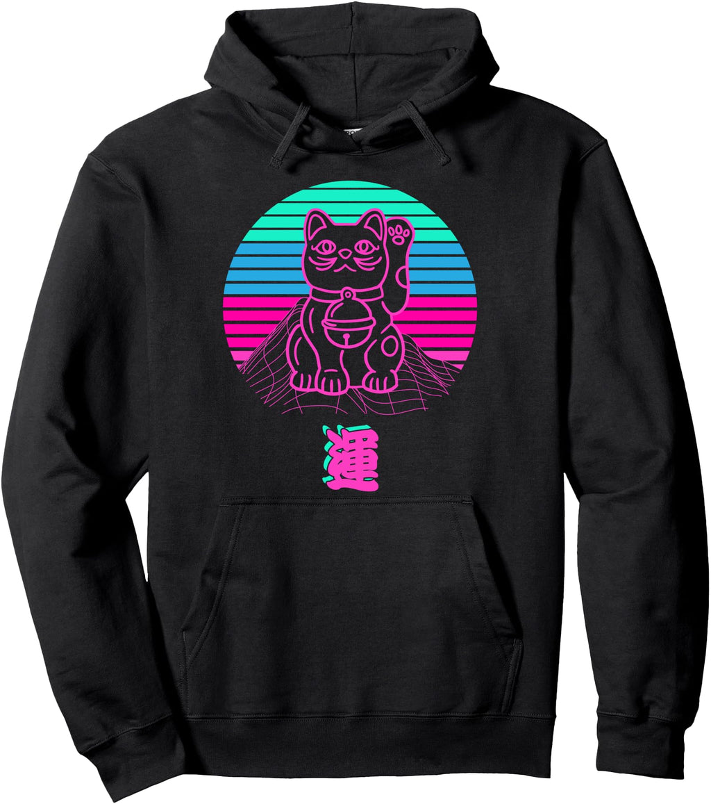 Maneki Neko Cat Japanese Vaporwave Sweatshirt - Streetwear Style for Adults - T-Shirt, Sweatshirt, Hoodie