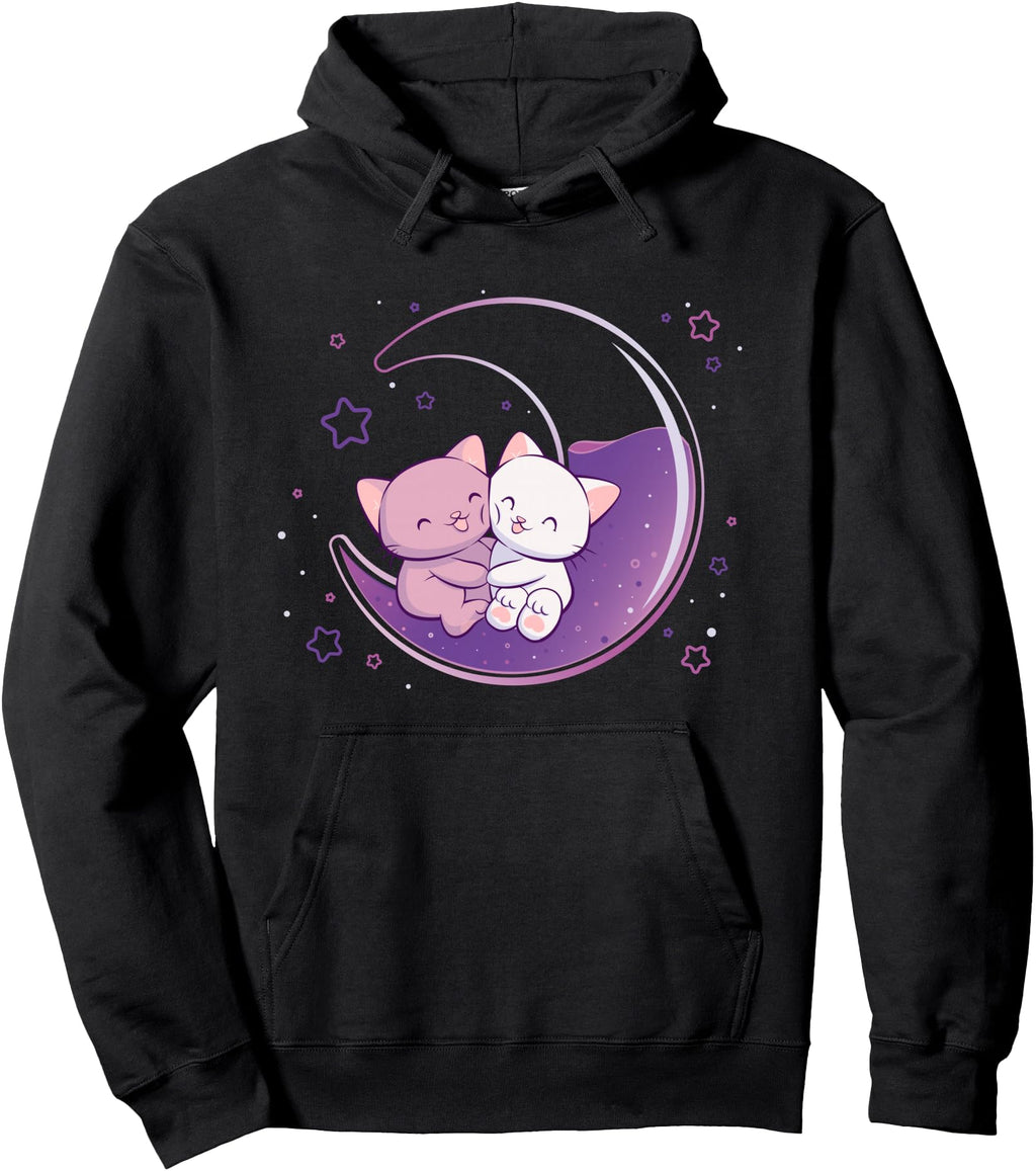 Original Cats Purple Moon Kawaii Sweatshirt - Novelty Apparel for Adults - T-Shirt, Sweatshirt, Hoodie