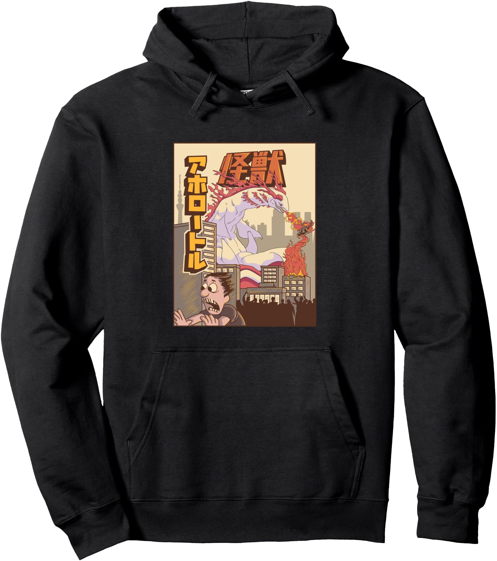 Kaiju Axolotl Japanese Monster Sweatshirt - Fun Novelty Design for Adults - T-Shirt, Sweatshirt, Hoodie