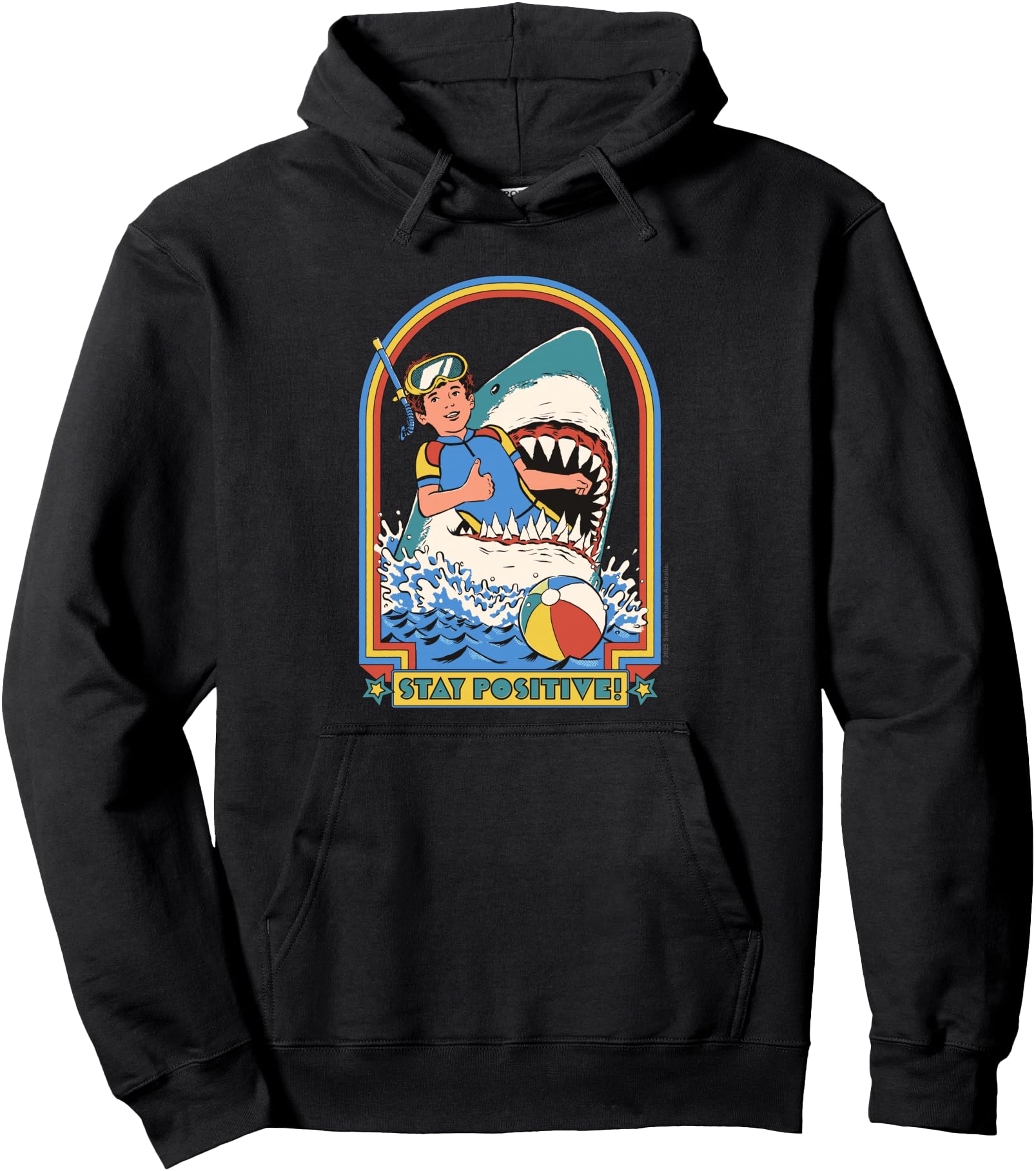 Original Stay Positive Shark Attack Hoodie - Streetwear Style Men Women - T-Shirt, Sweatshirt, Hoodie