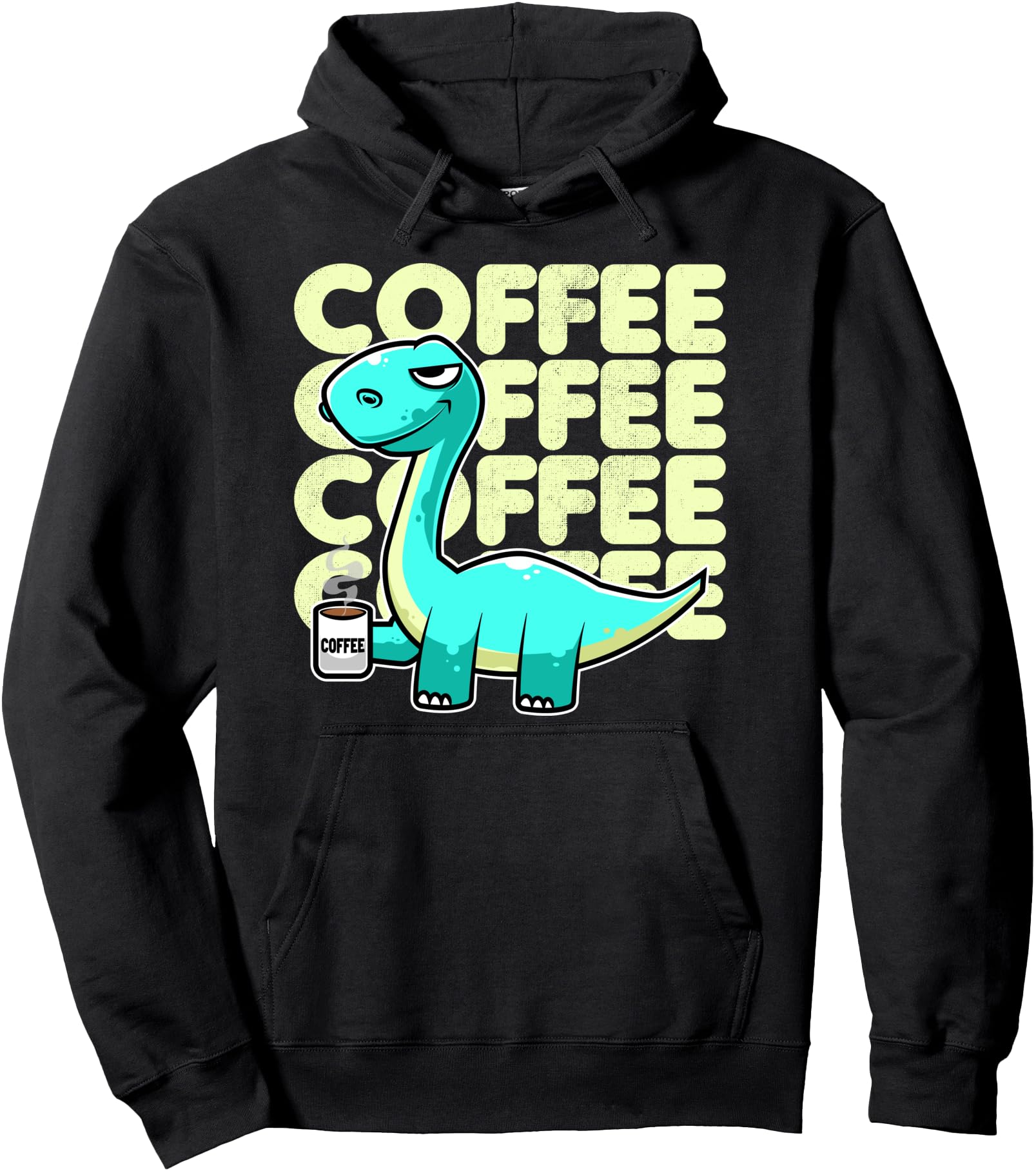 Authentic Dinosaur Drinking Coffee T-Shirt - Fun Novelty Design for Adults - T-Shirt, Sweatshirt, Hoodie