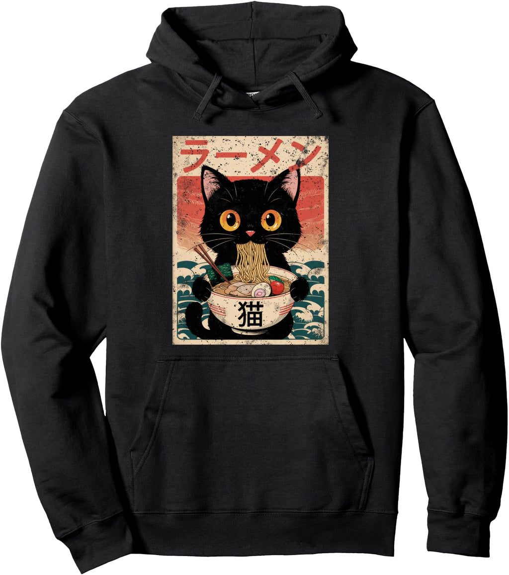 Japanese Ramen Cat Kawaii Anime Mens Hoodie - Trendy Graphic for Adults - T-Shirt, Sweatshirt, Hoodie